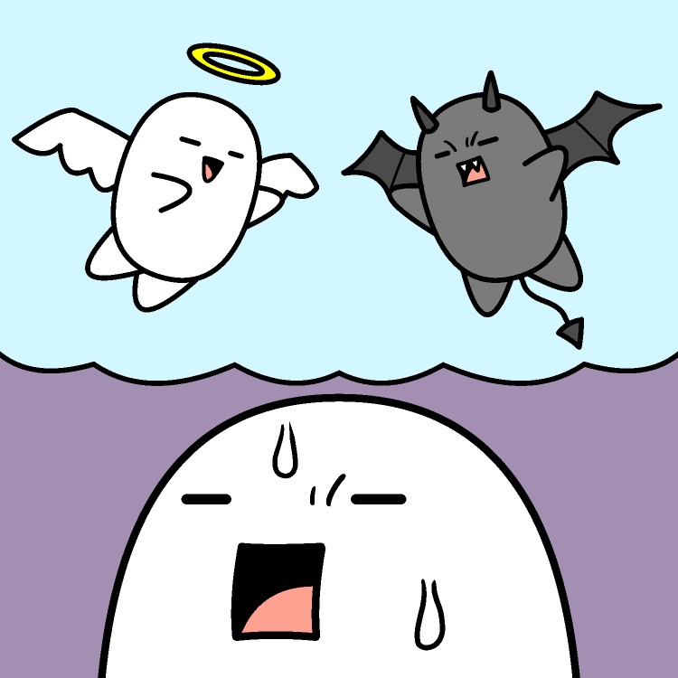 天使と悪魔の葛藤GIFアニメ
