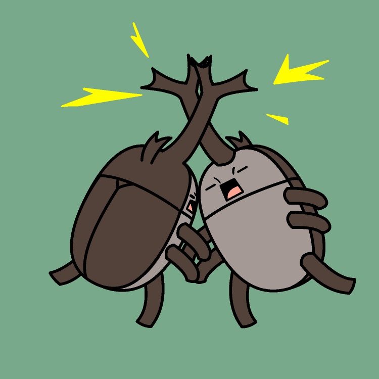 カブトムシのケンカGIFアニメ