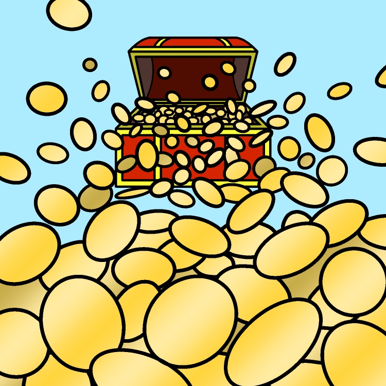 宝箱から金貨ジャラジャラGIFアニメ