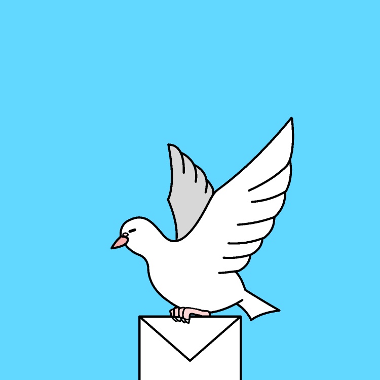 手紙運ぶハトGIFアニメ