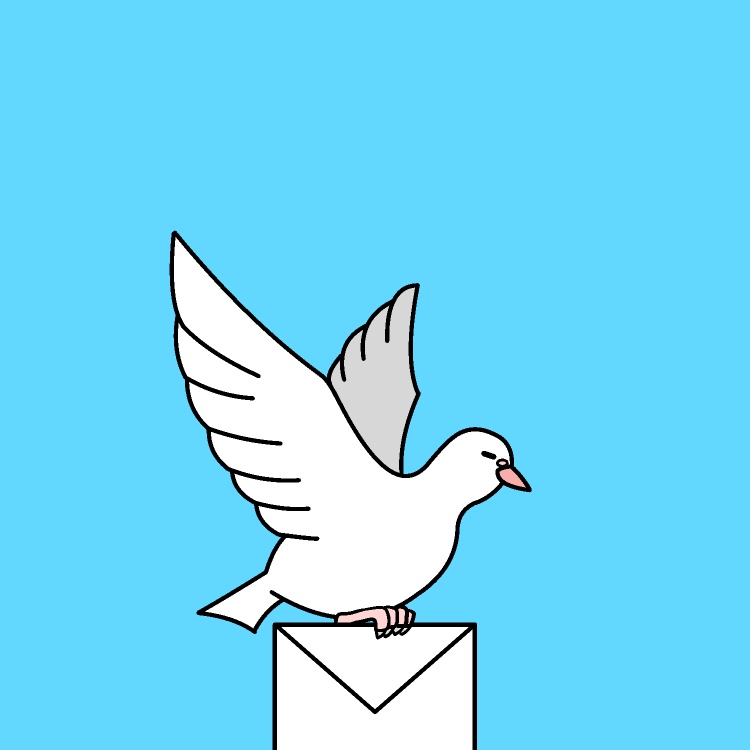 手紙運ぶハトGIFアニメ