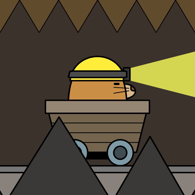 洞窟トロッコ探検モグラGIFアニメ