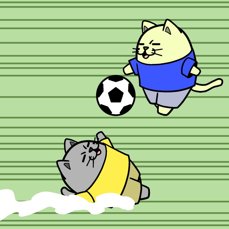 サッカー敵かわしドリブルネコGIFアニメ