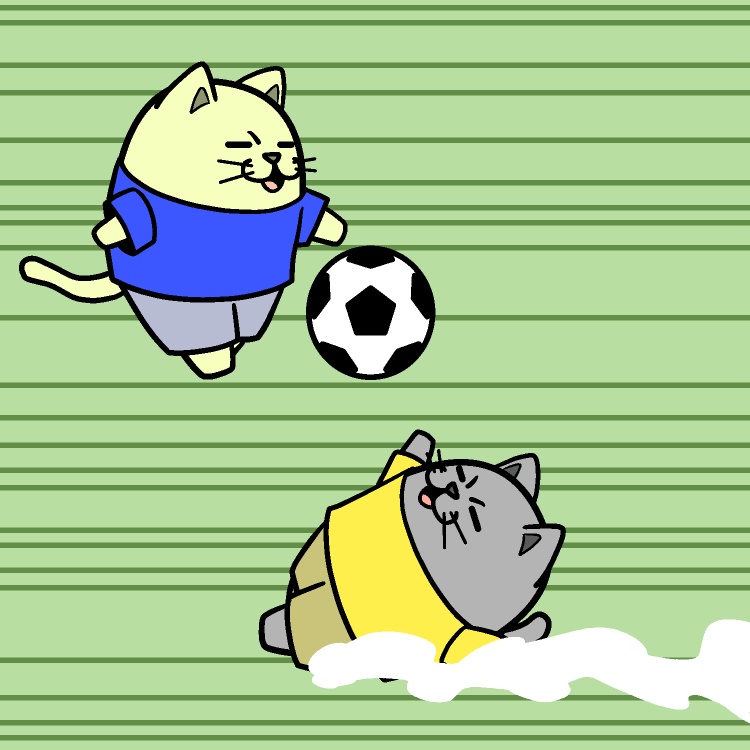 サッカー敵かわしドリブルネコGIFアニメ