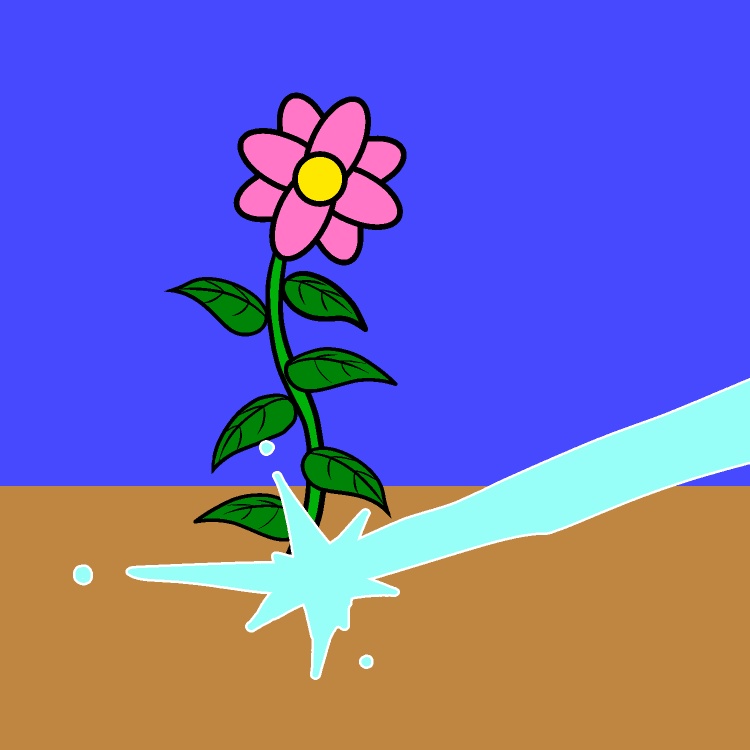 水やり成長花GIFアニメ