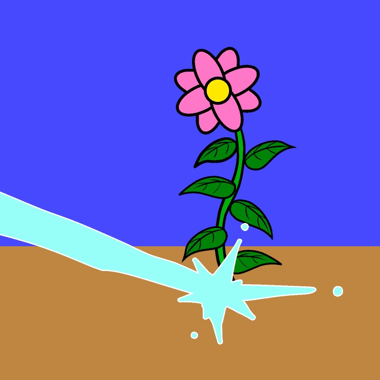 水やり成長花GIFアニメ