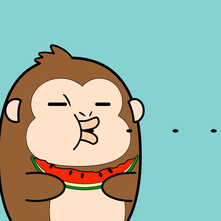 スイカ種飛ばしサルGIFアニメ