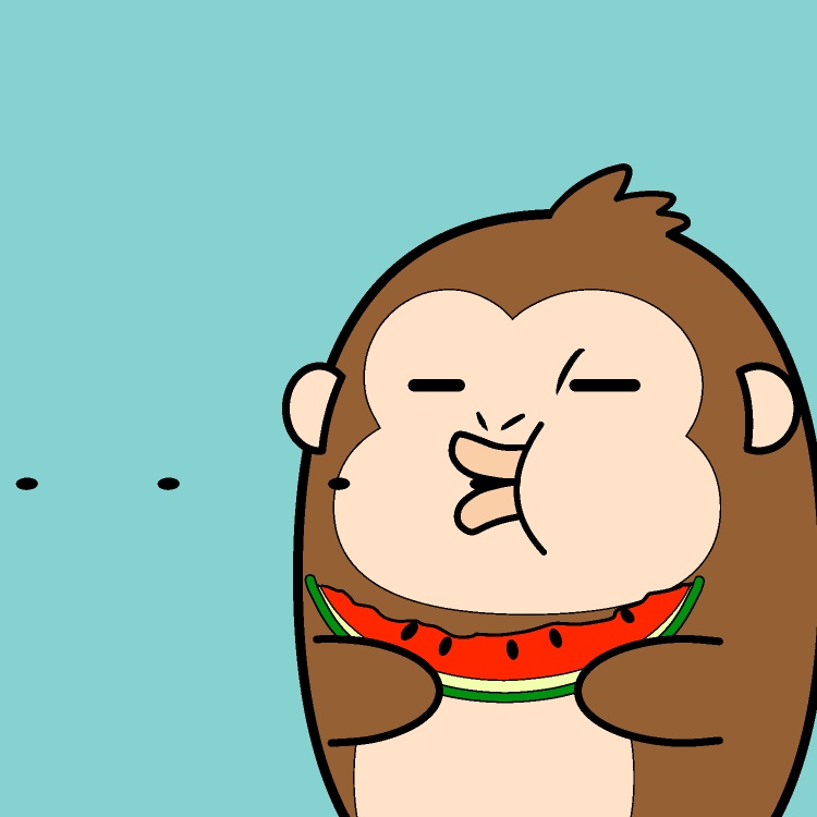 スイカ種飛ばしサルGIFアニメ