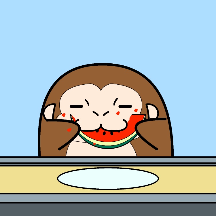 スイカ連続早食いサルGIFアニメ