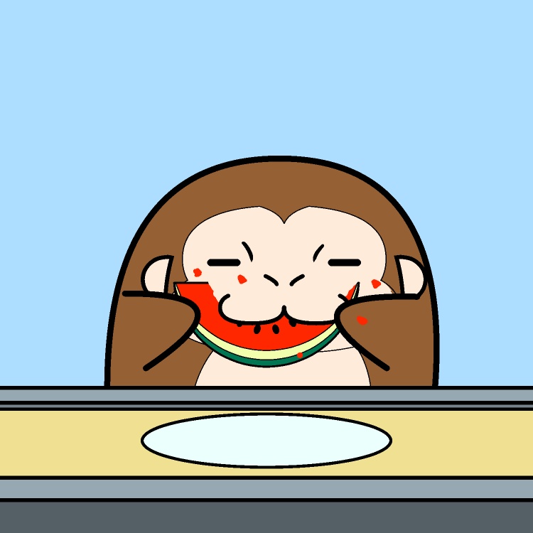 スイカ連続早食いサルGIFアニメ