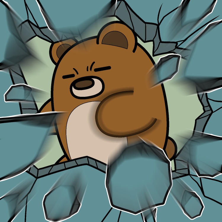 壁パンチ壊しクマGIFアニメ