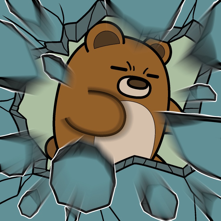 壁パンチ壊しクマGIFアニメ