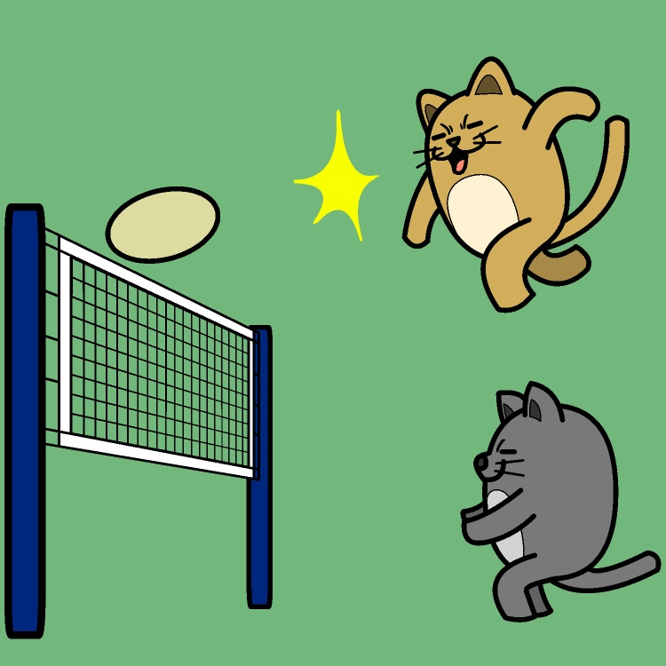 レシーブ＆アタック猫GIFアニメ