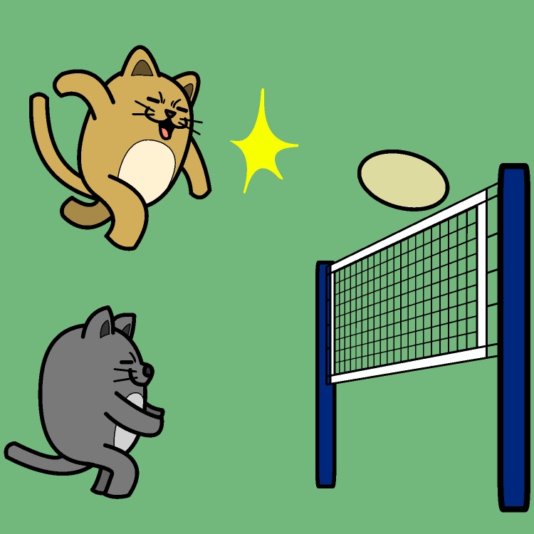 レシーブ&アタック猫GIFアニメ