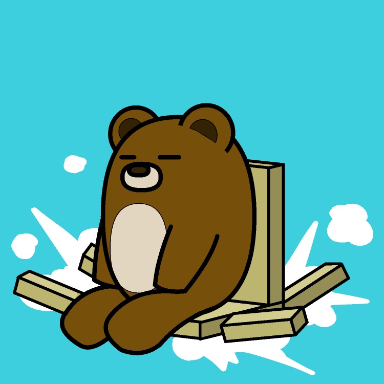 椅子壊れクマGIFアニメ