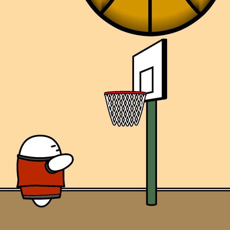 バスケットボール巨大化GIFアニメ