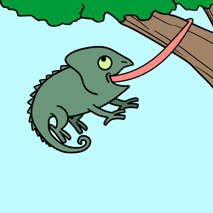 カメレオン舌移動GIFアニメ