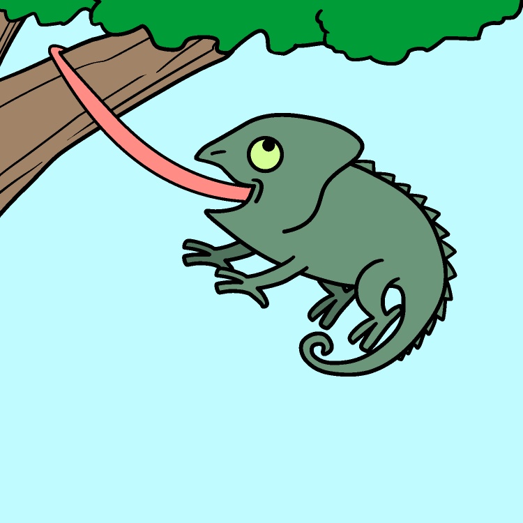 カメレオン舌移動GIFアニメ