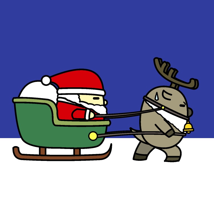 ソリ引っ張れないトナカイGIFアニメ