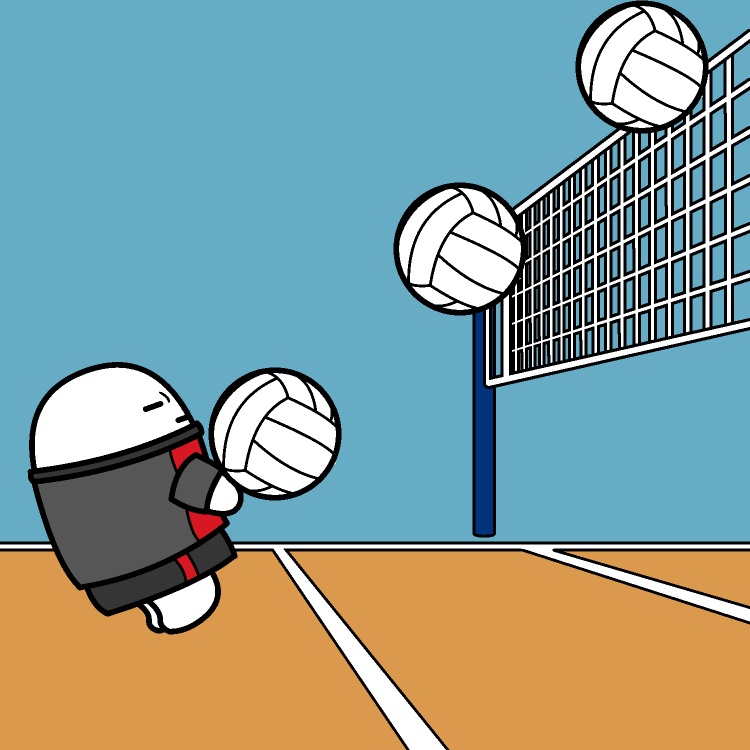 バレー3連レシーブGIFアニメ