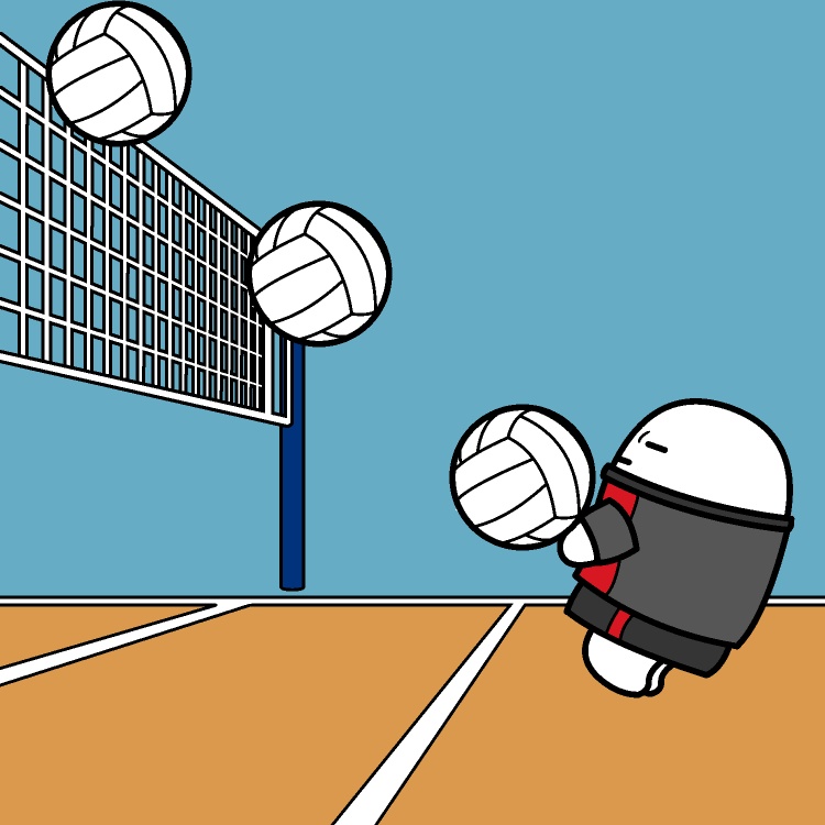 バレー3連レシーブGIFアニメ
