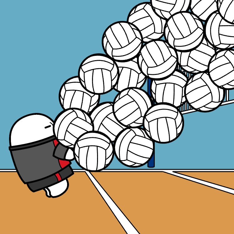 大量バレーボールGIFアニメ