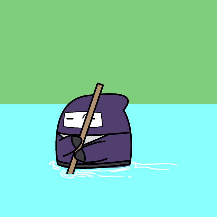 水ぐも沈み忍者GIFアニメ
