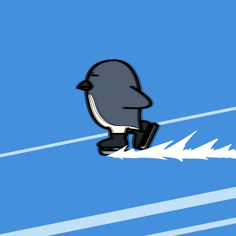 アイススケート氷切りペンギン