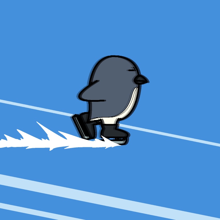 アイススケート氷切りペンギン