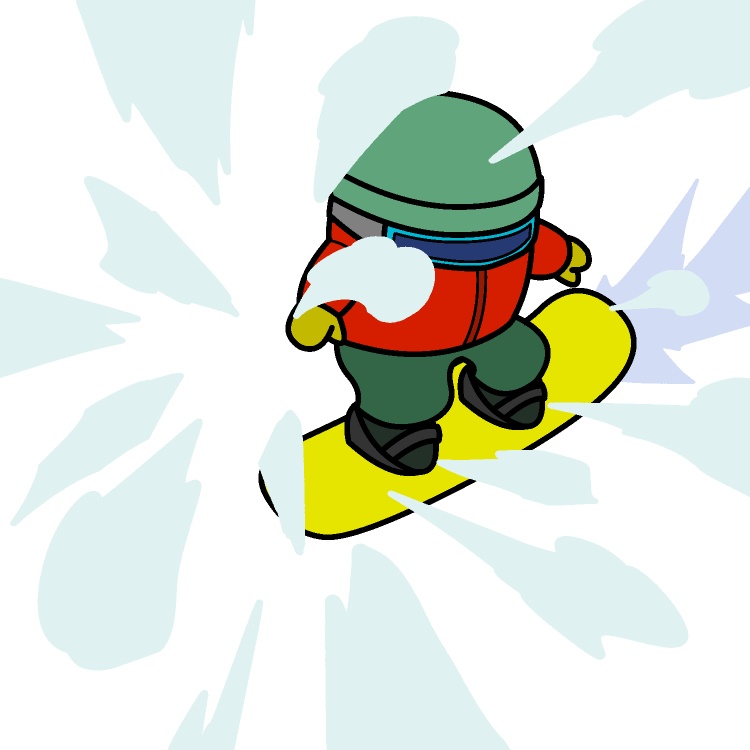 スノーボード雪壁突き抜けGIFアニメ