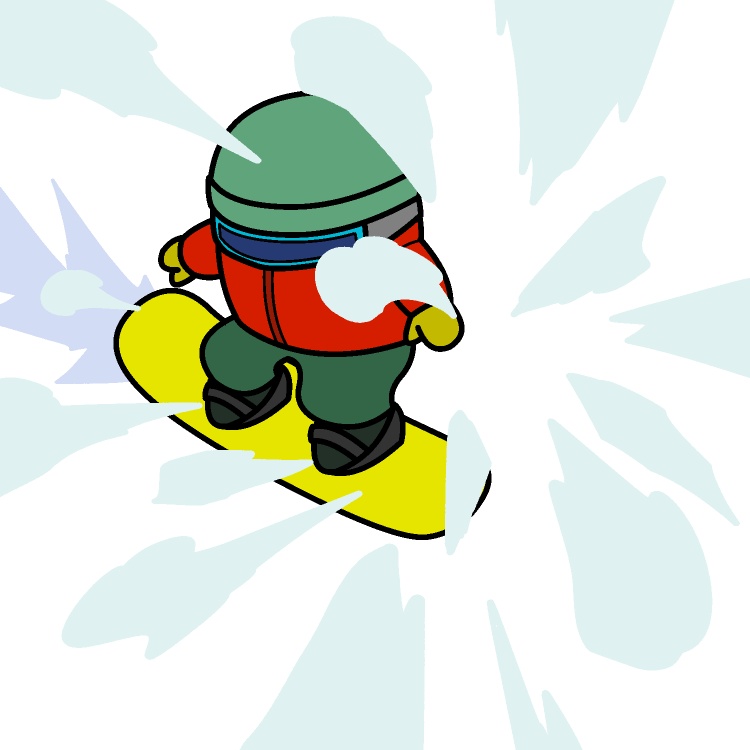 スノーボード雪壁突き抜けGIFアニメ