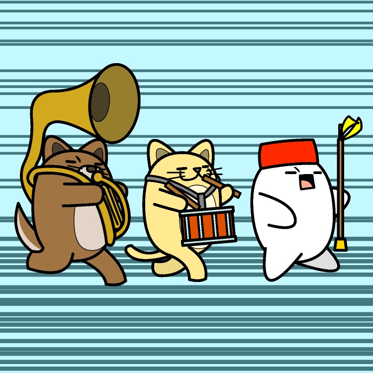 音楽隊の高速行進GIFアニメ