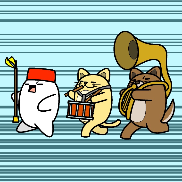音楽隊の高速行進GIFアニメ
