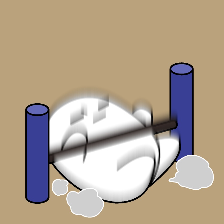 棒ごと落下鉄棒GIFアニメ