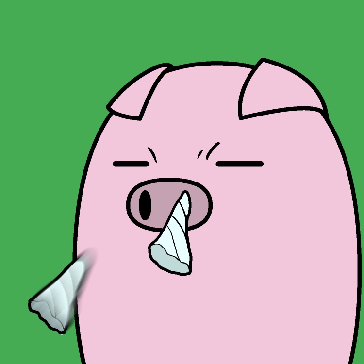 鼻ティッシュ吹き飛ばしブタGIFアニメ