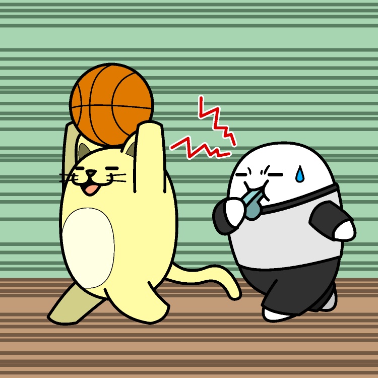 バスケットボールのルール知らないネコGIFアニメ