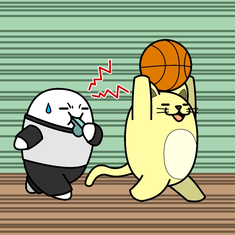 バスケットボールのルール知らないネコGIFアニメ