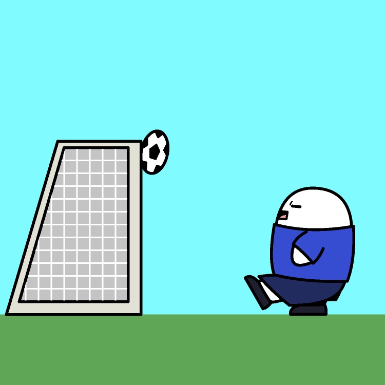 クロスバー跳ね返りサッカーGIFアニメ