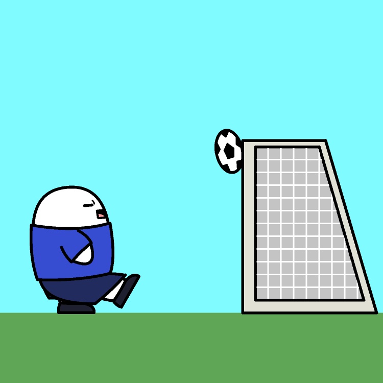 クロスバー跳ね返りサッカーGIFアニメ