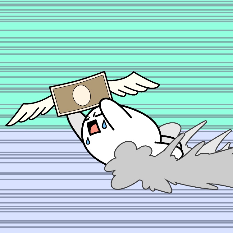 飛んでいくお金GIFアニメ