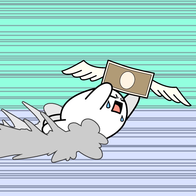 飛んでいくお金GIFアニメ