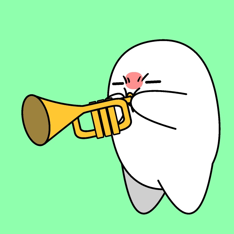トランペット吹けないGIFアニメ