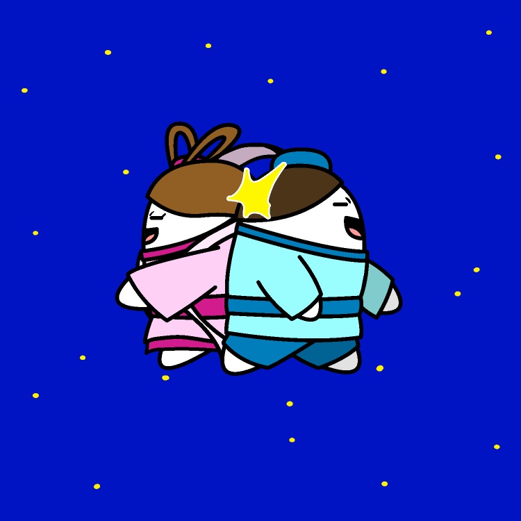 七夕刹那のハイタッチGIFアニメ