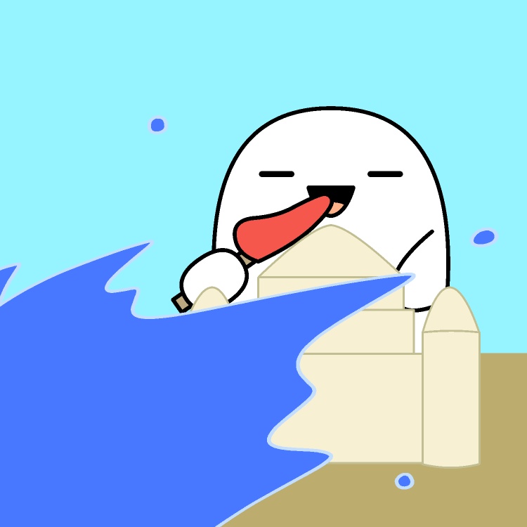 砂の城波破壊GIFアニメ