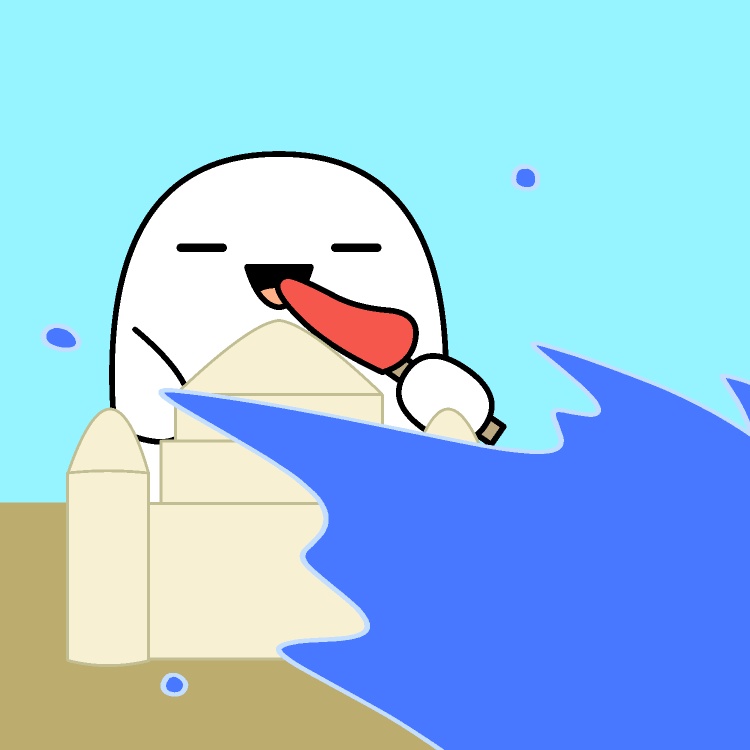 砂の城波破壊GIFアニメ