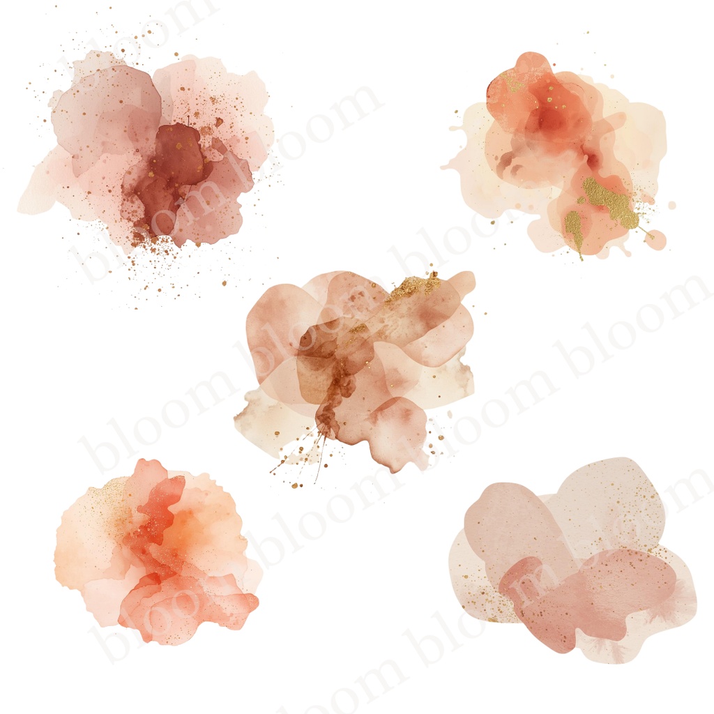 アルコールインク風 抽象ワンポイント素材 30点|背景透過PNG形式