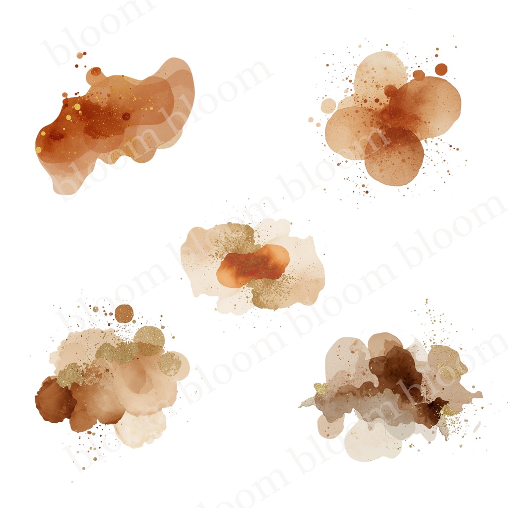 アルコールインク風 抽象ワンポイント素材 30点|背景透過PNG形式