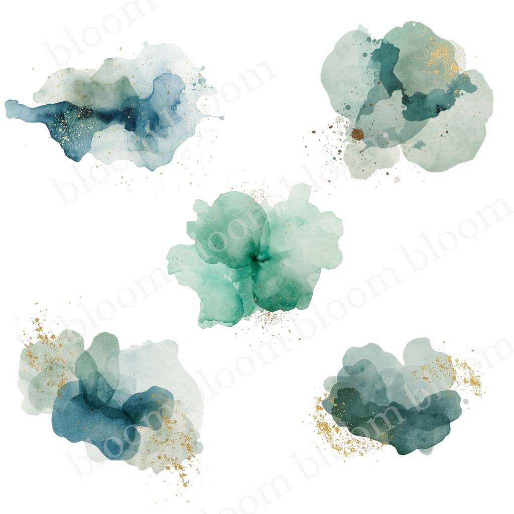 アルコールインク風 抽象ワンポイント素材 30点|背景透過PNG形式