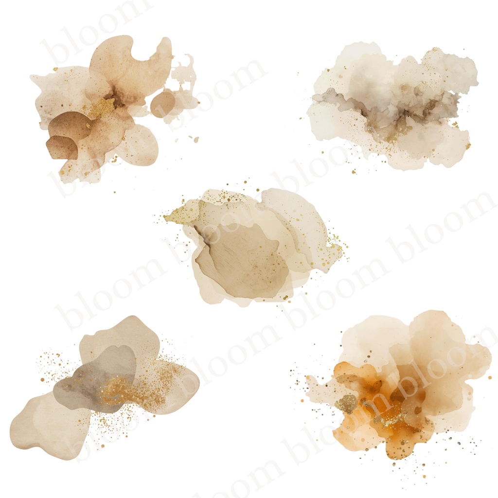 アルコールインク風 抽象ワンポイント素材 30点|背景透過PNG形式