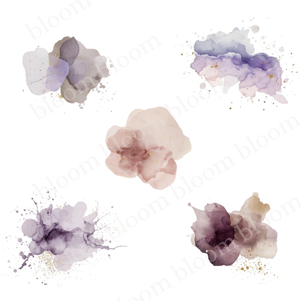 アルコールインク風 抽象ワンポイント素材 30点|背景透過PNG形式